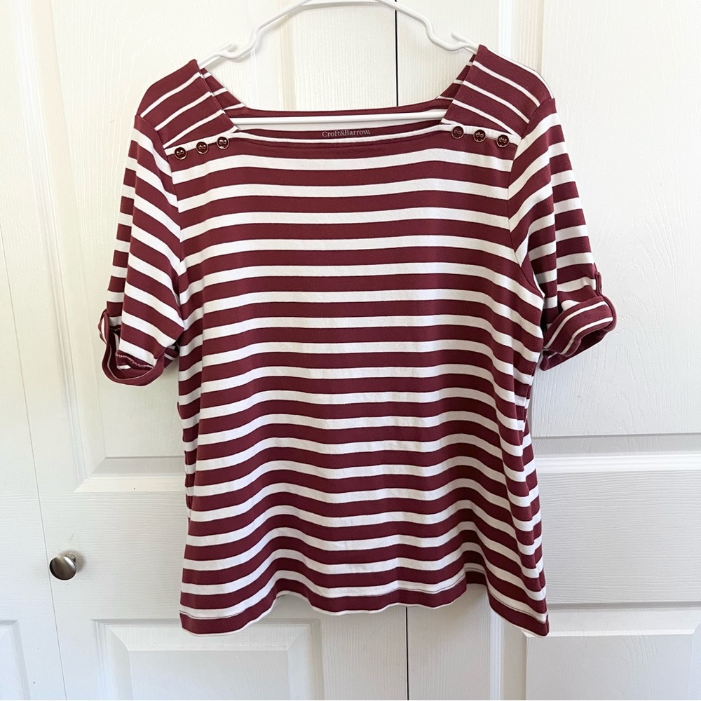5 for $25! Croft & Barrow Red Stripe Blouse XXL